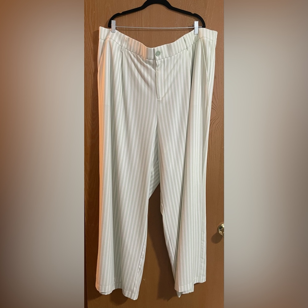 White Dress Pants with Subtle Pinstripes Plus Size 28x